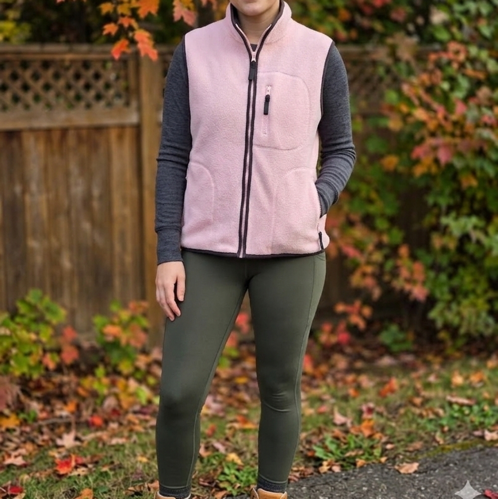 Fleece Zip Up Vest Dusty Pink Size M/L